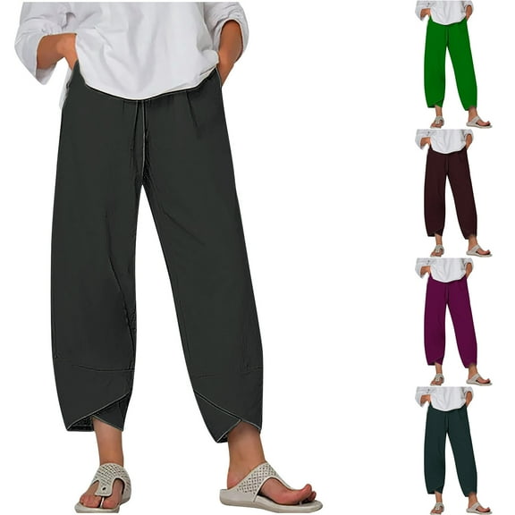 pstuiky Wide Leg Pants, Solid Color Loose Long Palazzo Pants Trousers Modern Fit Womens Pants Holiday Gifts Army Green L