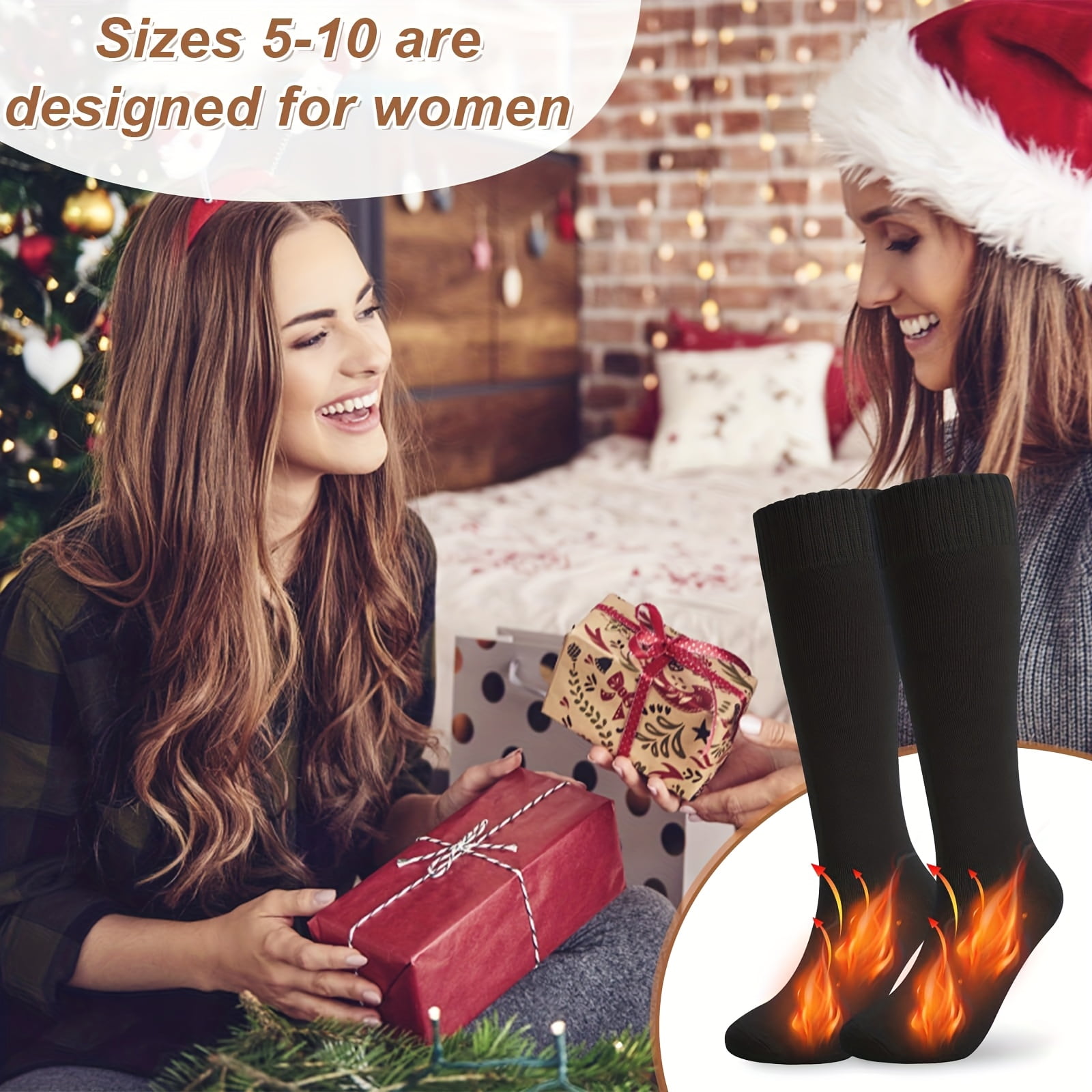 4 Pairs Warm Knee High Socks for Women, Soft Thick Stocking for Cold Weather, Thermal Womens Long Casual Winter Gifts Socks for Hiking Skiing