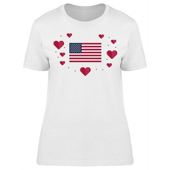 Sticker: Flag And Hearts T-Shirt Women -Image by Shutterstock, Female Medium