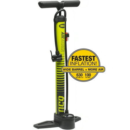 Bell Sports Air Attack 650 High-Volume Bicycle Floor Pump with Gauge, Yellow