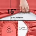 thumbnail image 3 of Full Fitted Sheet - Bottom Sheet - Deep Pocket - Soft Microfiber -Shrinkage and Fade Resistant-Easy Care -1 Fitted Sheet Only (Coral), 3 of 8