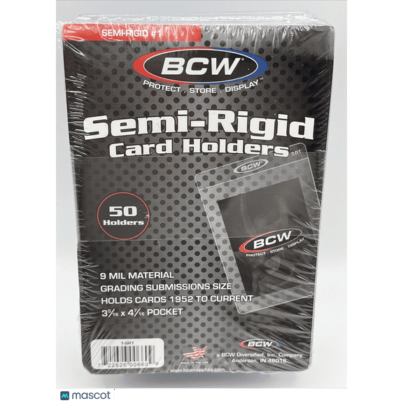BCW Semi-Rigid Card Holders #1 1 Pack of 50 Sleeves for Graded Card Submissions