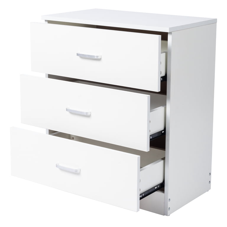 Ktaxon FCH Modern 3-Drawer Dresser, White with Metal Handles