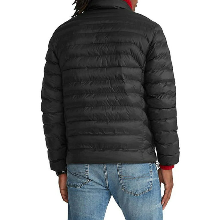 Polo Ralph Lauren Mens Packable Rain-Repellent Puffer Jacket, Black, L