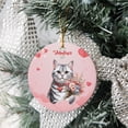 thumbnail image 3 of Happy Valentine's Day American Shorthair holding flowers Ceramic Round Ornament Cat Lover Kitten Owner Gifts Home Tree Decor - 03005, 3 of 5