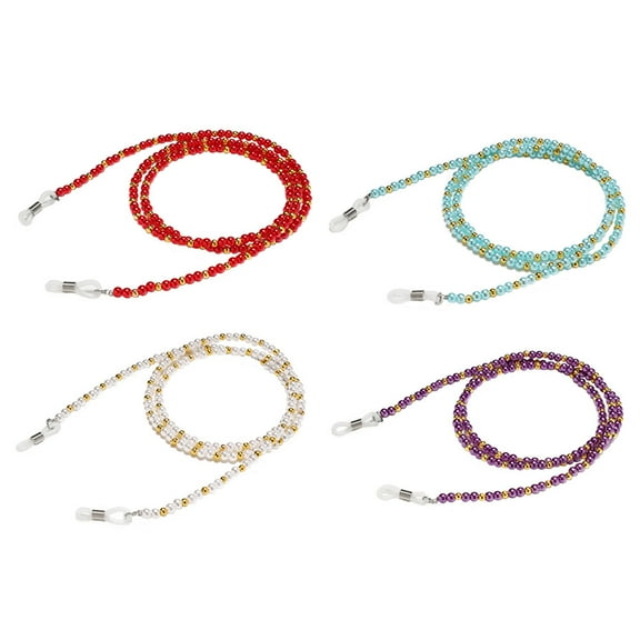 4PCS Handmade Beaded Sunglasses Chain Glasses Retainer Neck Strap Cord Eyewear Accessories (Red Purple White Sky-blue)