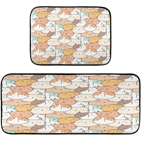 

BESTKITTY Animal Cute Cats Kitchen Mat - Cushioned Anti Fatigue Kitchen Rug Set of 2 Non Slip Waterproof Kitchen Mats for Kitchen Laundry Sink Office 19.7 ×27.6 +19.7 ×47.2