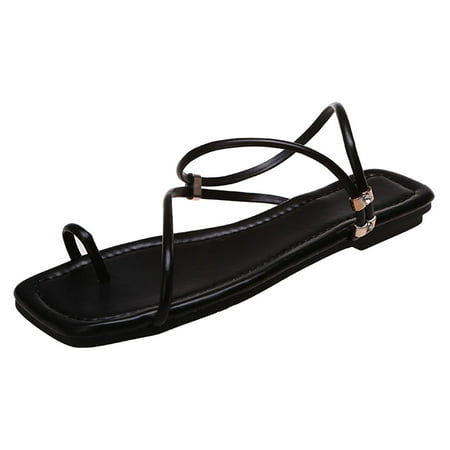 

Qufokar Memory Foam Flip Flops Women Casual Sandals for Women Summer Women Flip Flops Square Toe Strap Beach Sandals Fairy Fashion Sandals Flat Bottom Open Toe Slippers Summer Casual Ffashion Beach S