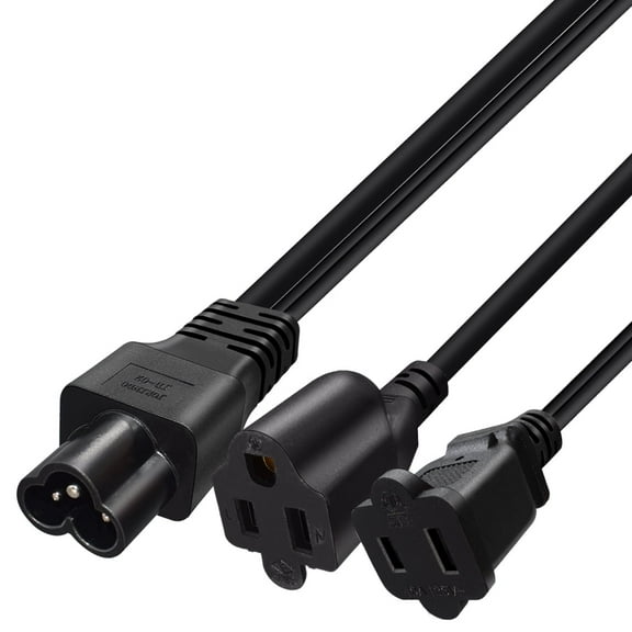 Strhowill IEC320 C6 TO 5-15R 1-15R Y Splitter Adapter Cord,C6 Plug to US Standard 3 Prong Power Converter C6 Male Plug to Nema 1-15 Female Socket Power Adapter for PDU UPS. 1FT/0.3M