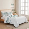 thumbnail image 5 of Twin XL Quilt Set 68''x98'', Sage Green Eucalyptus Lightweight Summer Bedspread Coverlet Set with 2 Pillow Shams, Watercolor Botanical Leaves Breathable All Season Quilt Bedding for Dorm/Guest Room, 5 of 9