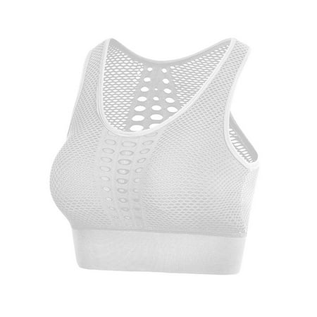 

Women Breathable Active Bra Sports Bra Sexy Mesh Sports Top Push Up Gym Fitness Underwear Female Seamless Running Yoga Bra——White :S