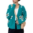 thumbnail image 3 of Kmbangi Women Loose Knitwear, Flower Pattern Long Sleeve V-neck Button Down Cardigan, 3 of 3