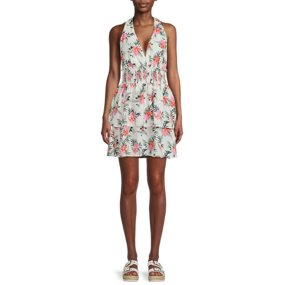 Madden NYC Women's Juniors Double Tiered Halter Dress
