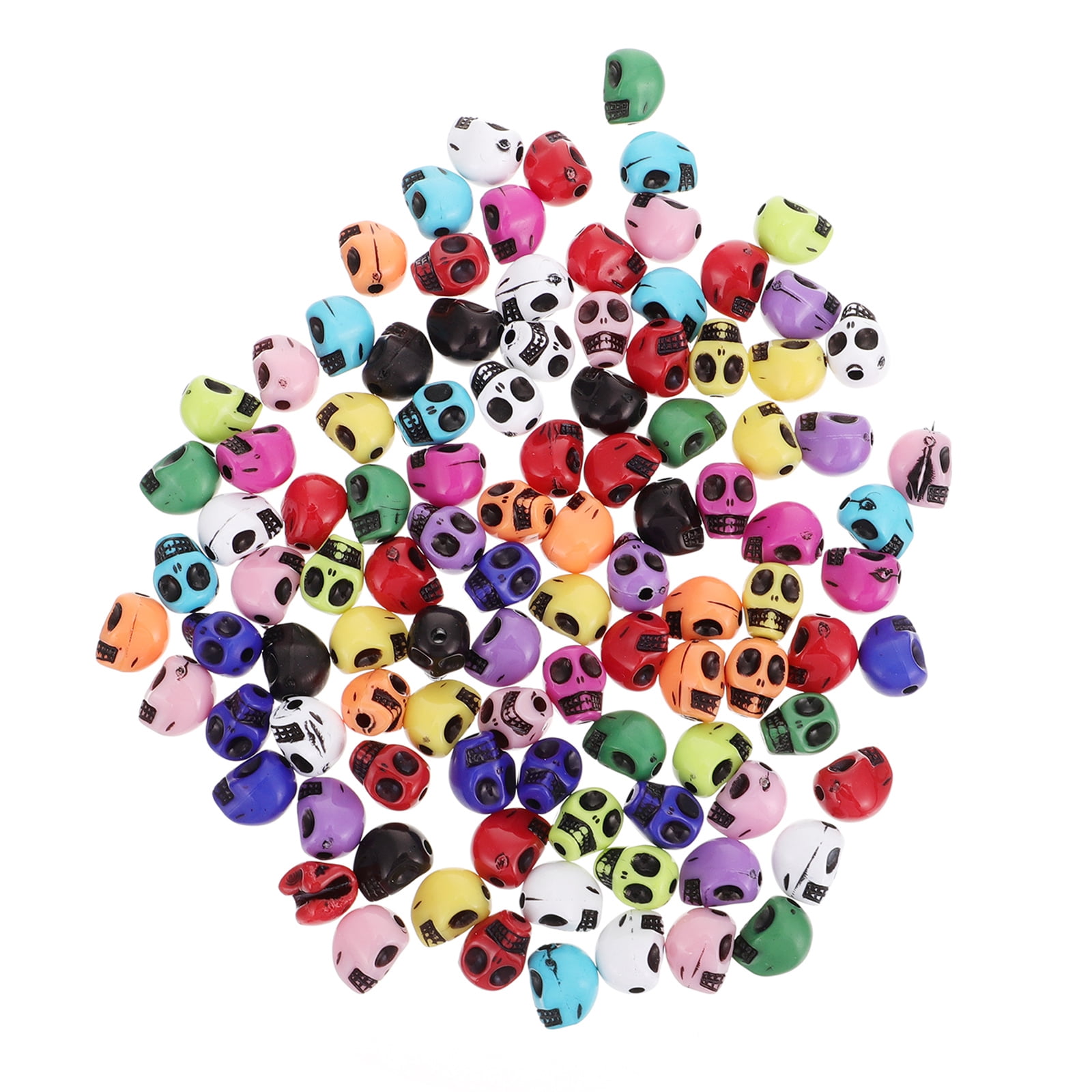 HOMEMAXS 100PCS Skull Head Bead Halloween Jewelry DIY Bead Decorative