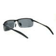 thumbnail image 4 of Polarized Mens Rimless Sport Metal Rim Rectangular Sunglasses All Black, 4 of 4