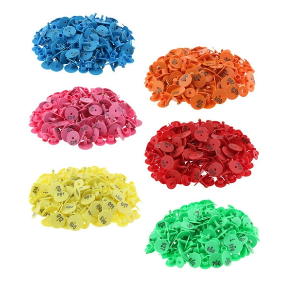 Etiqueta de oreja Yotijar 600 piezas 6 colores para cerdo ganado cabra oveja Crotal Naranja Numerado
