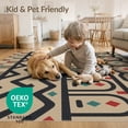 thumbnail image 4 of ODIKA 8'x10' Beige Multi-Color Geometric Design Washable Area Rug Dynamic Patterns with Indigo and Sage Accents for Dining Room, Large Office, Lounge, Non-Slip Chair-Friendly Mat, 4 of 7