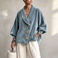 thumbnail image 5 of Jackets for Women Long Sleeve Velvet Cardigan Oversized Casual Outerwear for Spring Fall Winter, L, 5 of 5