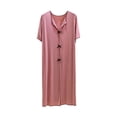 thumbnail image 2 of Blmnix Nightgown for Women Sleepshirts Bamboo Nightgown Lightweight Nightgowns Nightgowns Short Sleeve V-Neck Pink Long Summer Nightgowns for Women, 2 of 5
