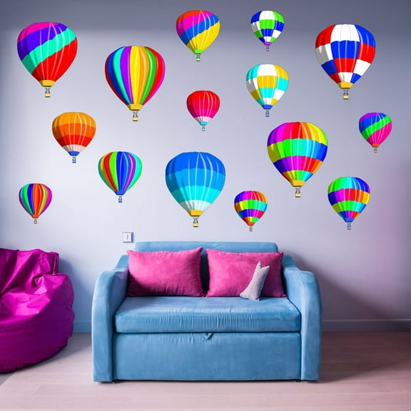 VWAQ Hot Air Balloons Vinyl Wall Decals for Kids Rooms Nursery Stickers Decor 15Pcs - TTC4-P