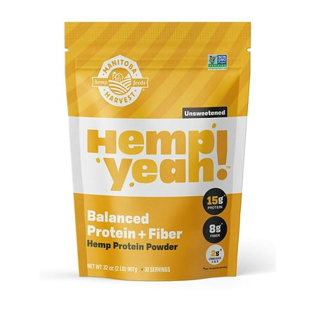 Manitoba Harvest Hemp Yeah! Balanced Protein + Fiber Powder, Hemp Protein Powder, Unsweetened, 32 oz, 2 lb