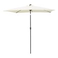 thumbnail image 1 of FLAME&SHADE 6.5 x 10 ft Rectangular Solar Powered Outdoor Market Patio Table Umbrella with LED Lights and Tilt, Ivory, 1 of 7