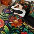 thumbnail image 4 of Castle Fairy Boys Girls Vintage Flower Bedding Comforter Set,Chic Floral King Bedding Sets, 4 of 8