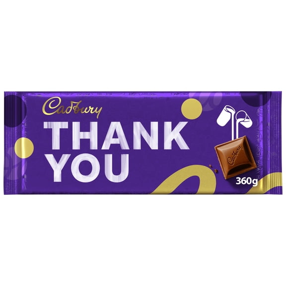 Cadbury Dairy Milk Thank You Chocolate Bar 360g, Imported from Britain