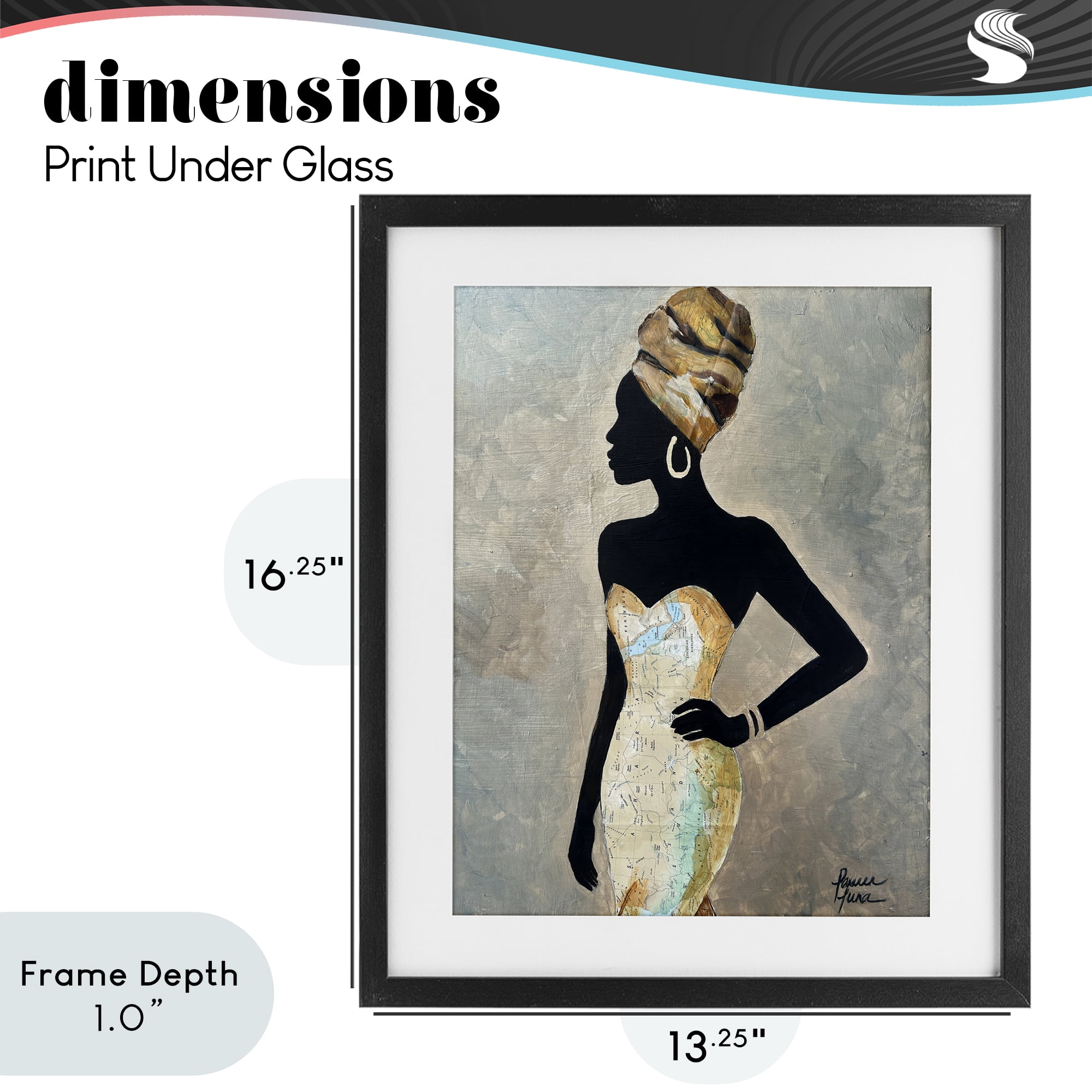 Stupell Industries Motherland Muse Fashion Portrait Black Framed Print Under Glass, design by Lauren Luna