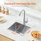 thumbnail image 2 of VEVOR Fregadero de cocina de 15" de montaje superior, de un solo tazón, con lavabo empotrado, barra de acero inoxidable, 2 of 9