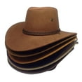thumbnail image 3 of Seipola Mens Faux Felt Western Cowboy Hat Fedora Outdoor Wide Brim Hat with Strap (Black), 3 of 7