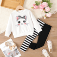 thumbnail image 1 of PatPat 2pcs Toddler Girl Cat Pattern Fabric Stitching Design Set, 1 of 2