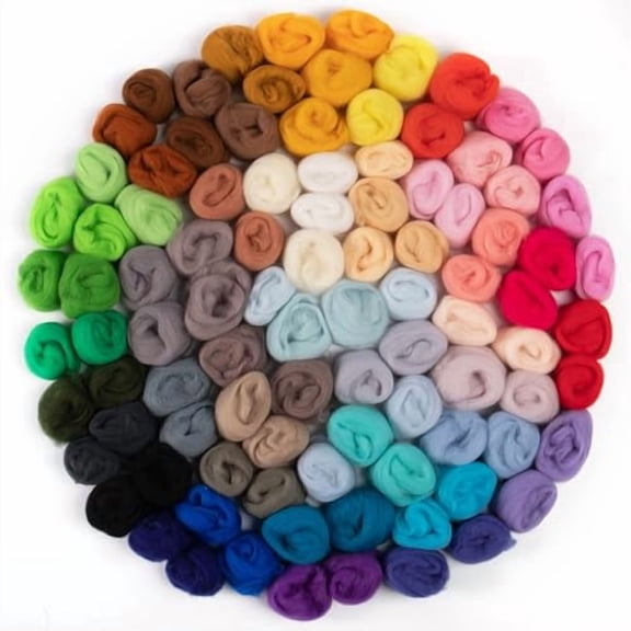 96pcs 10.4 oz Needle Felting Wool - 48 Colors Nature Wool Roving Yarn for Beginners Hand Spinning Felting Supplies,3g/Pack