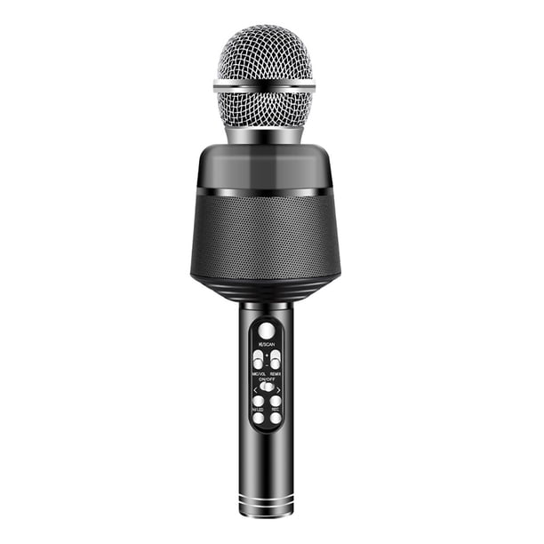 Bearachild 2021 nuevo Q008 micrófono inalámbrico Bluetooth portátil micrófono altavoz reproductor grabador para KTV fiesta de Cables de audio/vídeo Negro