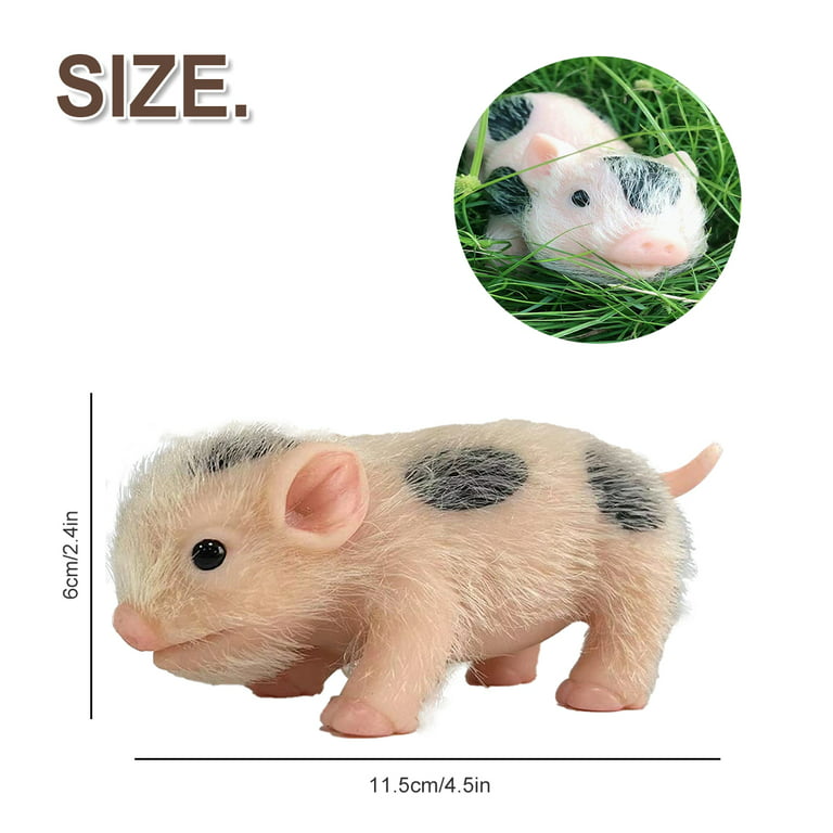 Linkkot Silicone Pet Pig 4 Inch Mini Realistic Silicone Piglet White  Hair,Stretchy Fake Animals Full Body Soft Silicone Pig,Lovely Silicone  Animals