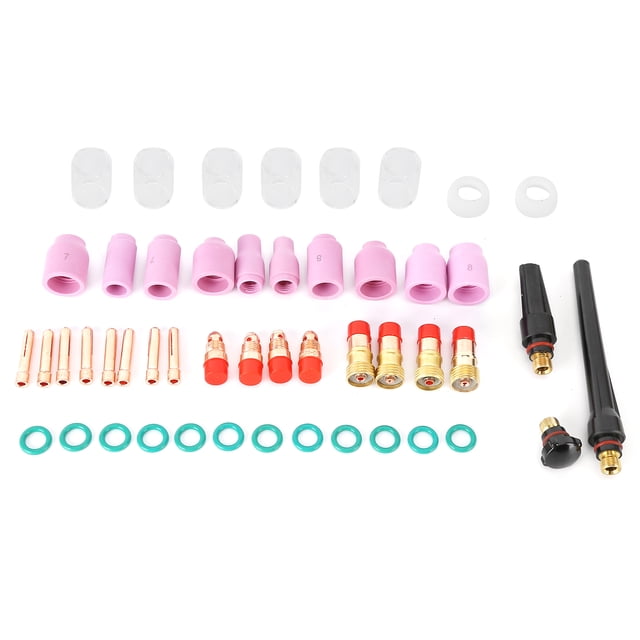 Kit de 49 piezas de soplete de soldadura TIG con pinzas, boquillas de cerámica y copas de repuesto para WP17, 18, 26, 150-250 A