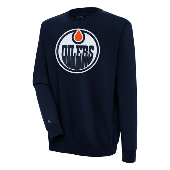Men's Antigua  Navy Edmonton Oilers Victory Pullover Sweatshirt