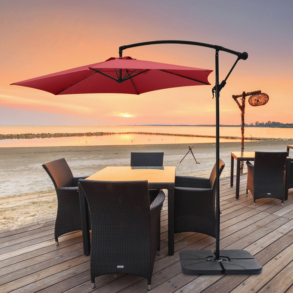 Kepooman 10 FT Cantilever Patio Umbrella, Deluxe Heavy Duty Outdoor Offset Hanging Umbrellas Without Base for Market, Pool, Garden, and Outdoor Life, Wine Red Kepooman 10 FT Cantilever Patio Umbrella, Deluxe Heavy Duty Outdoor Offset Hanging Umbrellas Without Base for Market, Pool, Garden, and Outdoor Life, Wine Red