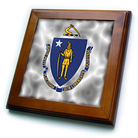 3dRose Massachusetts State Flag - Framed Tile, 6 by 6-inch