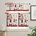 thumbnail image 2 of fihei Gnome Valentines Day Curtain Valance Love Heart Tree Rod Pocket Kitchen Tier Curtains Valance Set 3 Piece Couple Bird Valentiens Day Window Curtain Valance Tier Set 54 in x 24 in, 2 of 6
