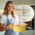 thumbnail image 2 of Overmont Enameled Cast Iron Dutch Oven - 5.5QT Pot with Lid Cookbook & Cotton Potholders - Heavy-Duty Cookware for Braising, Stews, Roasting, Bread Baking Goose Yellow, 2 of 8