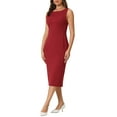 thumbnail image 4 of INSPIRE CHIC Women's Boat Neck Sleeveless Midi Formal Mother's Day Dress Red M, 4 of 5