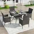 thumbnail image 6 of Kullavik 5-Piece Patio Outdoor Dining Set, Wicker Patio Furniture Set of 4 Rattan Chairs with Soft Cushions and Square Table with Umbrella Cutout, Sand, 6 of 6