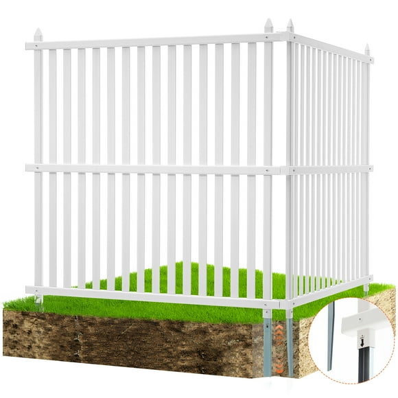 VEVOR 48" W x 48" H Vinyl Privacy Fence Panels, Air Conditioner Fence, Outdoor Privacy Screens for Trash Can, Pool Equipment Enclosure