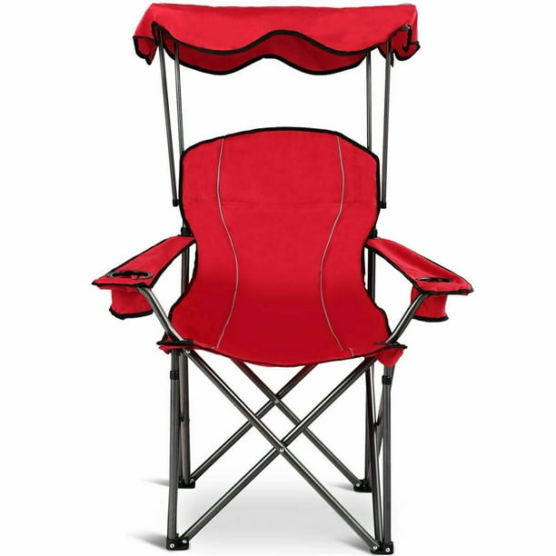 Gymax Folding Canopy Camping Chair Portable Beach Chair w