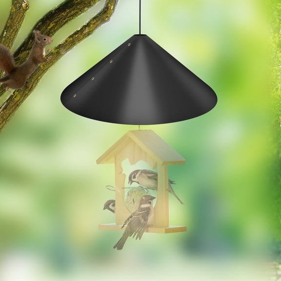Lingsida 16'' Squirrel Baffle for Bird Feeder Pole, Outdoor Squirrel Guard Baffle Cover with Hook, Outside Pole Mount Bird House Guard Stopper, Black
