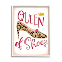 Queen Of Shoes Leopard Pattern Beauty & Fashion Graphic Art White Framed Art Print Wall Art