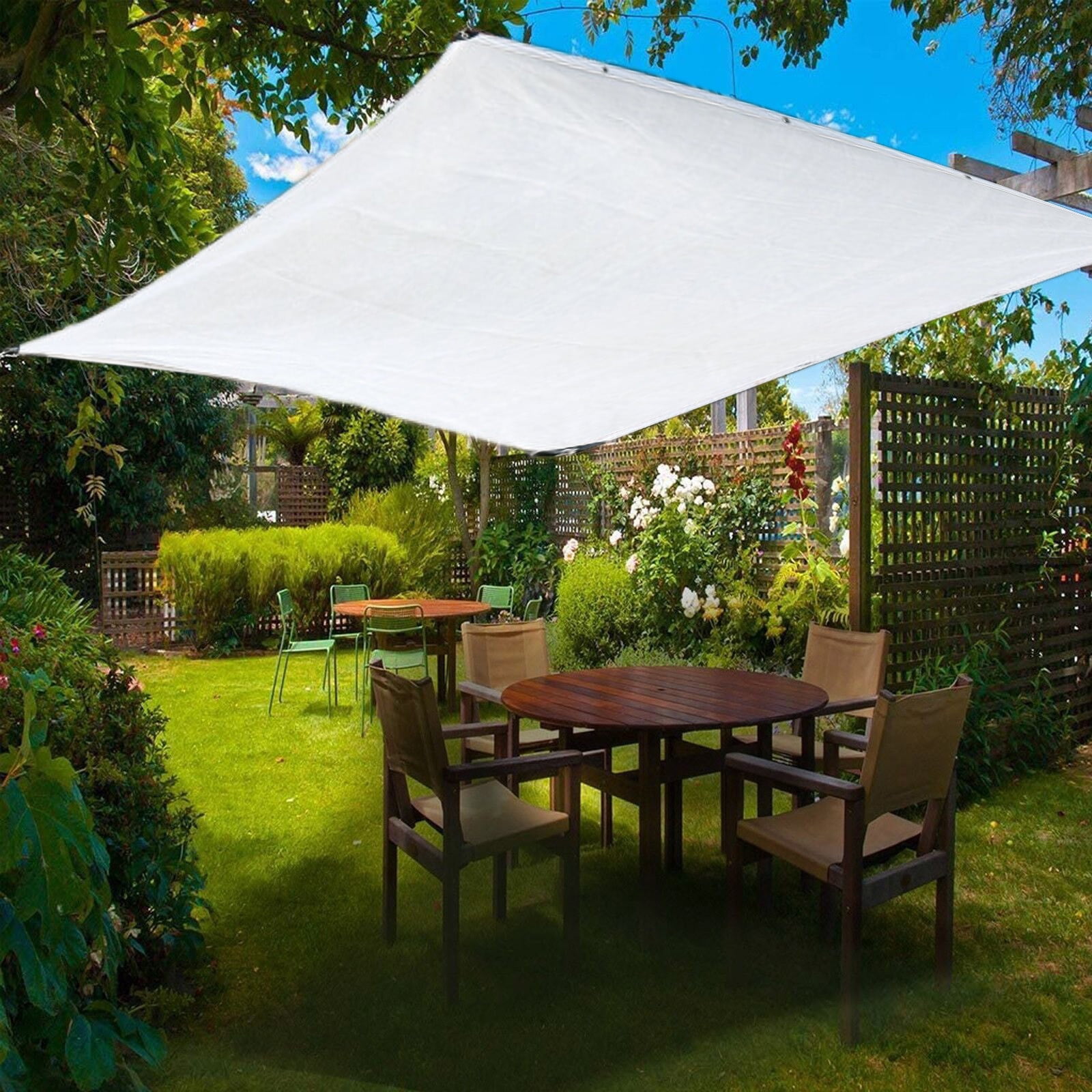 Garden Shade Cloth, Sunscreen Fabric, White Plastic Shade Sail for Patio, Pool, Garden, UV Block, Breathable Mesh, 1 Piece