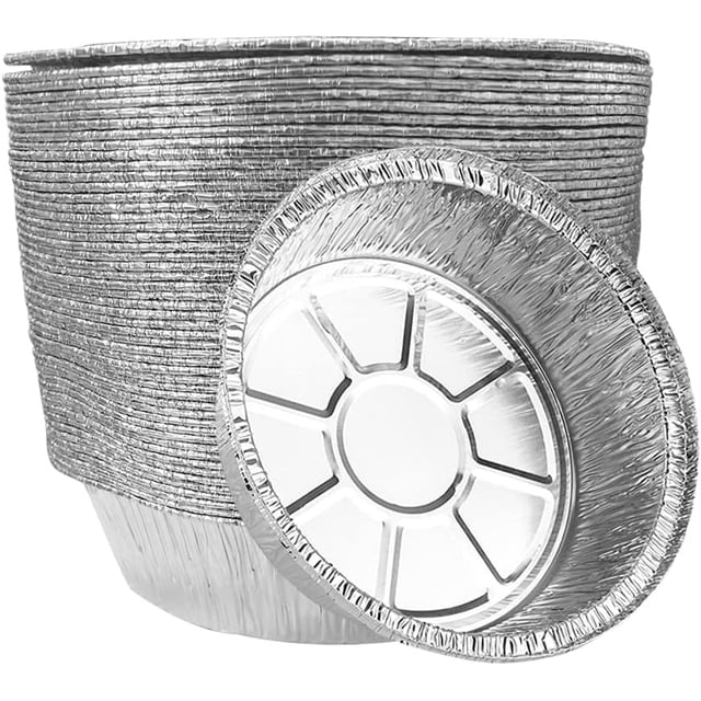 Feuilles d'Aluminium Jetables Rondes Antiadhésives pour Friteuse à Air Chaud 50 Pcs, Boîte en Aluminium Résistante à l'Huile Également pour Panier Vapeur Pot Instantané Four & Grill (8 Pouces)