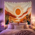 thumbnail image 2 of Retro Sun with Rolling Hills and Tropical Leaves, Energetic Retro for Art Lovers, Sun Wall Art, Housewarming Gift, Tapestry Wall Hanging for Bedroom and Living Room, 2 of 7